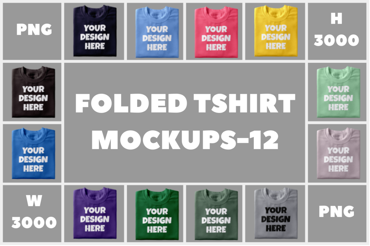 Folded Tshirt Mockups-12|PNG|3000x3000 example image 1