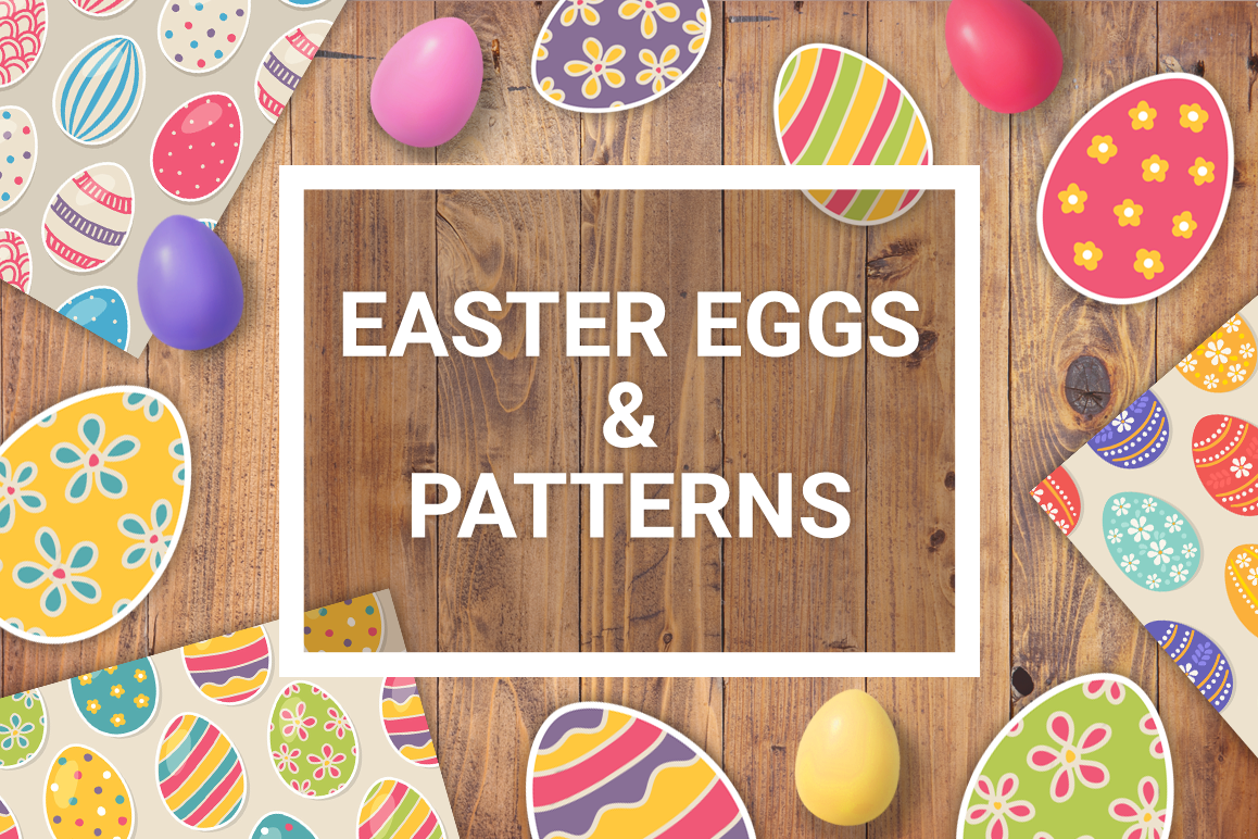 50 Easter Eggs and Seamless Patterns example image 1