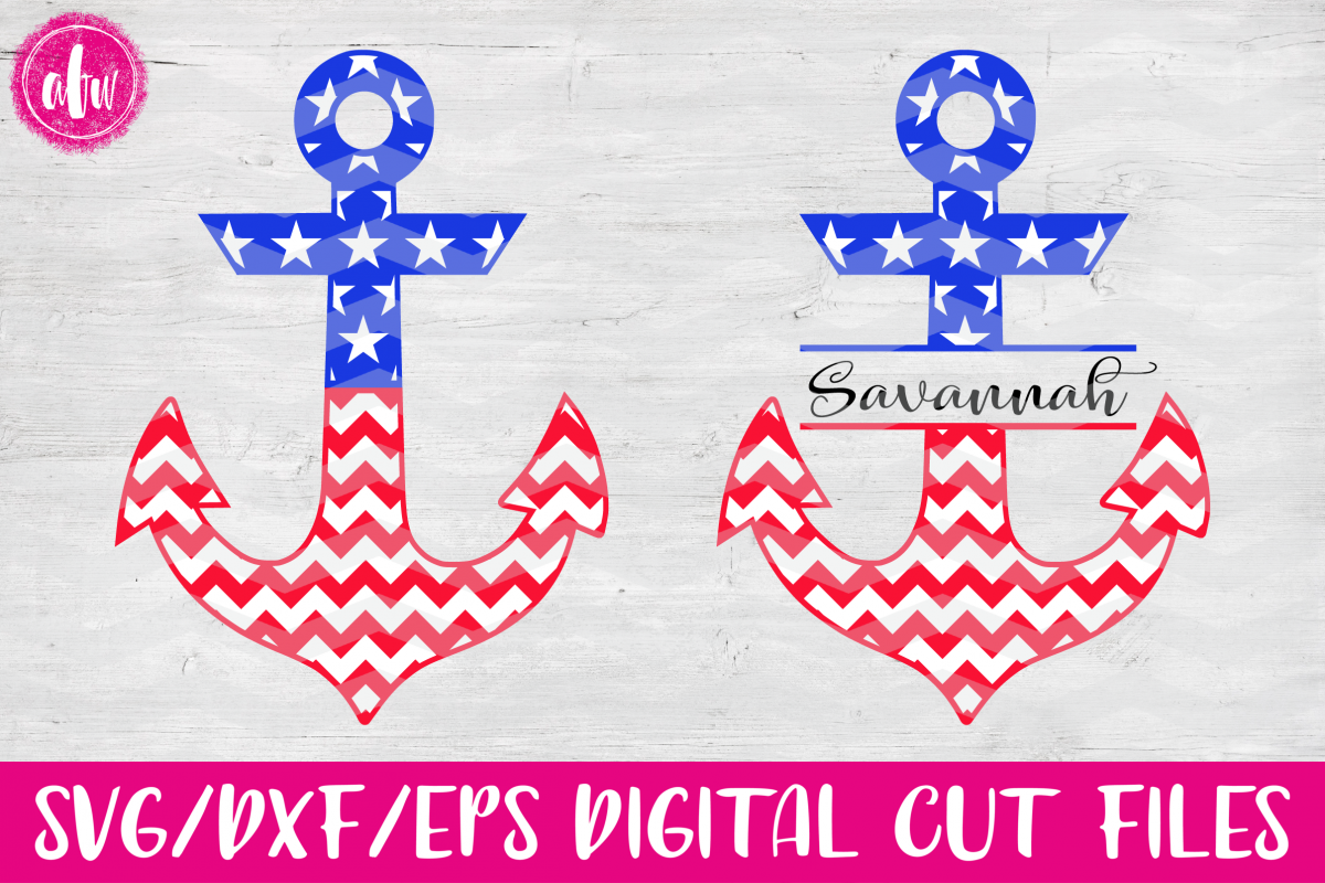 Patriotic Chevron Anchors - SVG, DXF, EPS Cut Files example image 1
