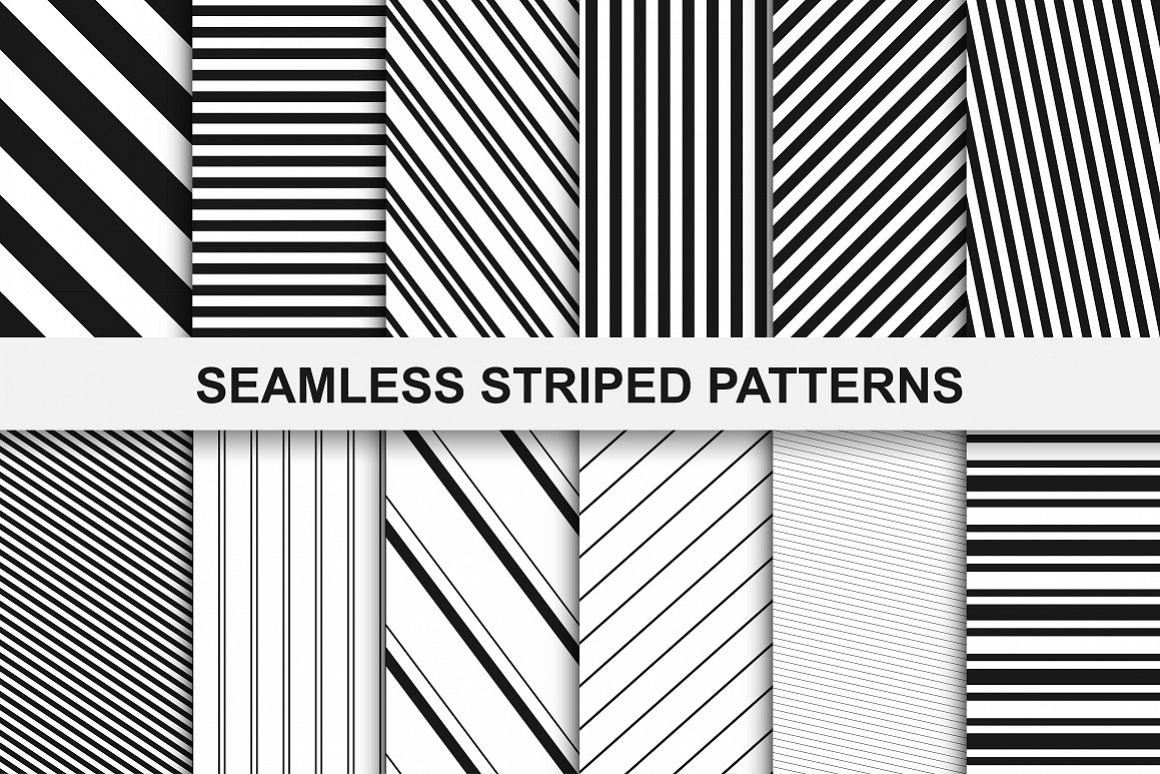 Striped seamless patterns set. example image 1