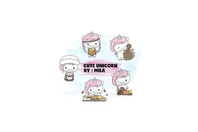 KAWAII UNICORN CLIPART BUNDLE PNG example image 1
