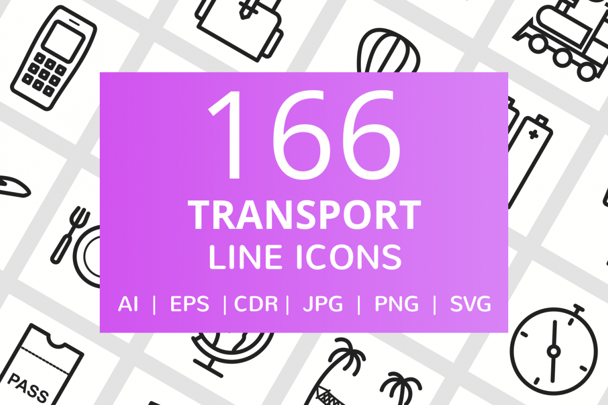 166 Transport Line Icons example image 1
