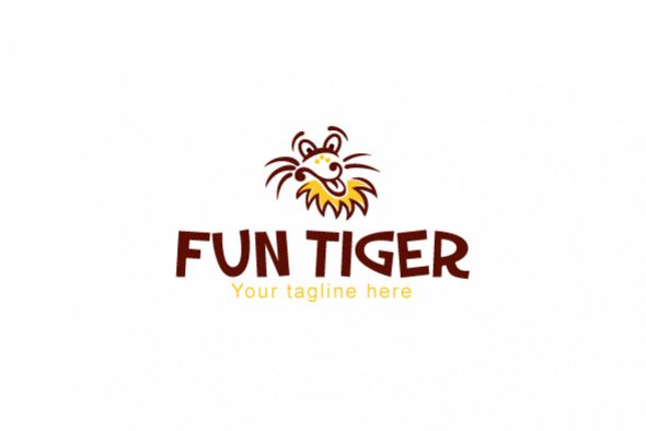 Fun Tiger - Comic Animal Graphic Stock Logo Design Template example image 1