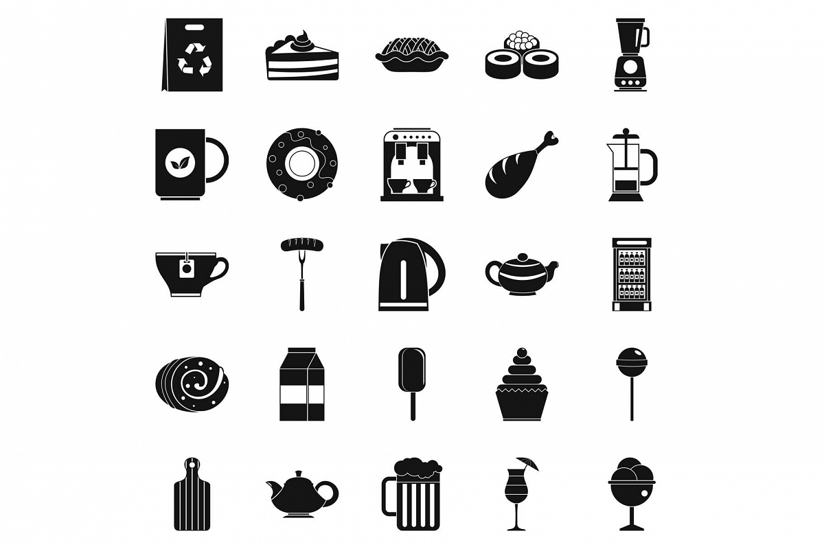 Canteen icons set, simple style example image 1