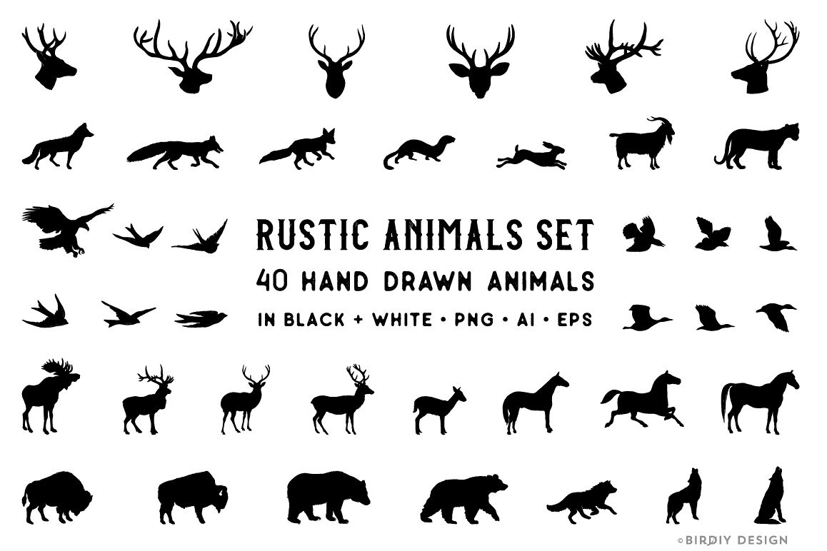Rustic Animals Clipart - AI PNG EPS example image 1