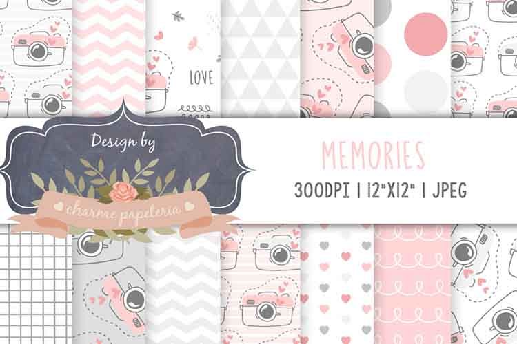 Pink and gray digital camera paper, Geometric pink and gray example image 1