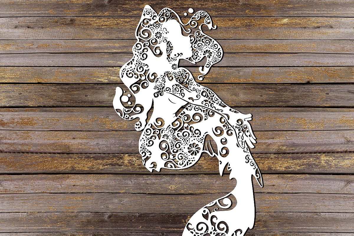 Mandala Mermaid Svg, Mermaid Svg, Mandala Svg, Zentangle Svg example image 1
