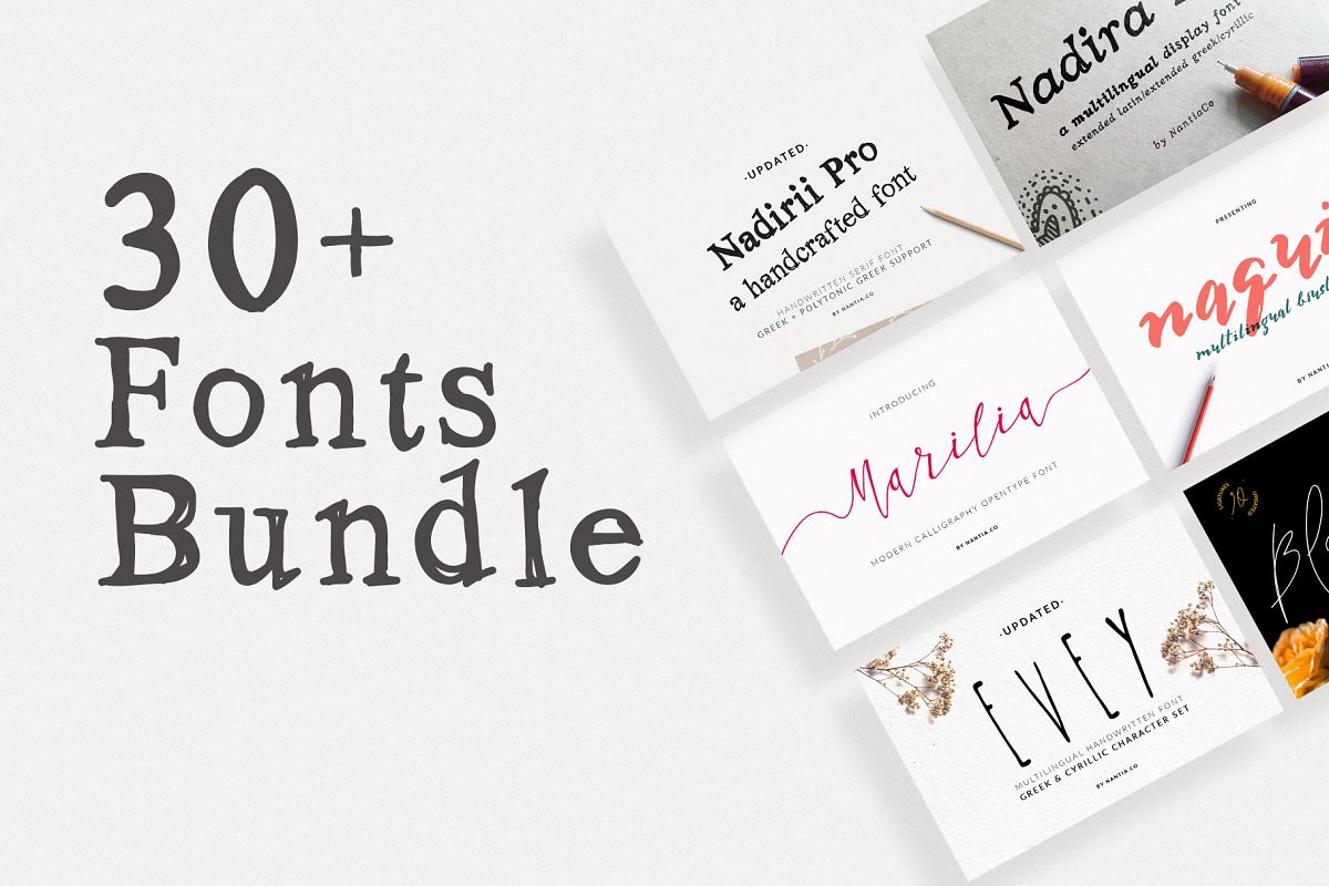 30 Greek Fonts Bundle By Nantia.co example image 1