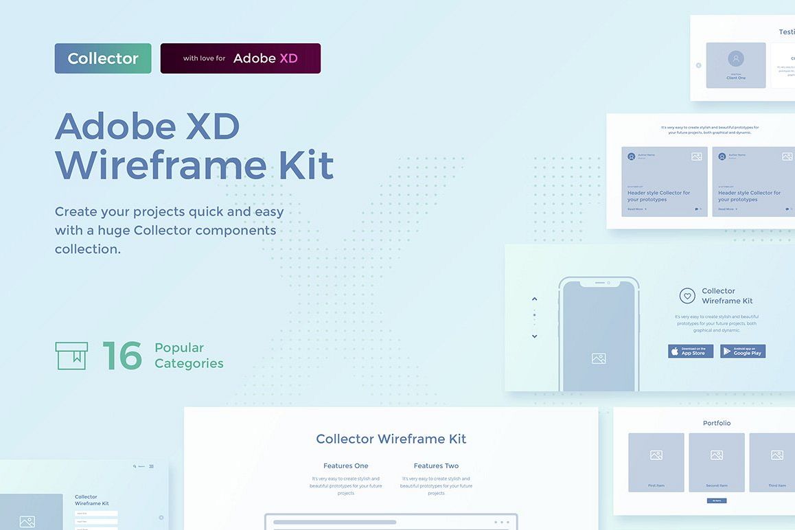 Collector Wireframe Web Kit example image 1