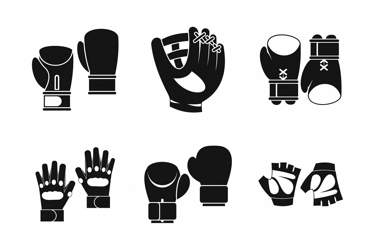 Sport gloves icon set, simple style example image 1
