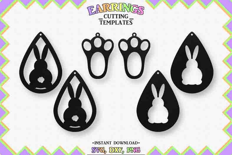 Easter Earrings, Silhouette, Cricut, Cut File, SVG DXF PNG example image 1