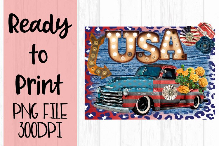 Retro USA Truck Ready to Print example image 1