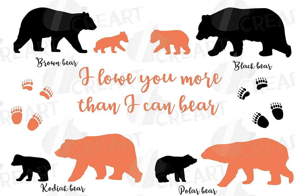 Baby and mama bear nursery clip art collection, bears print example image 1