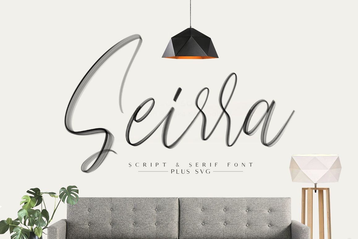 Seirra Typeface (Brush Font & Serif Font) plus SVG Font example image 1