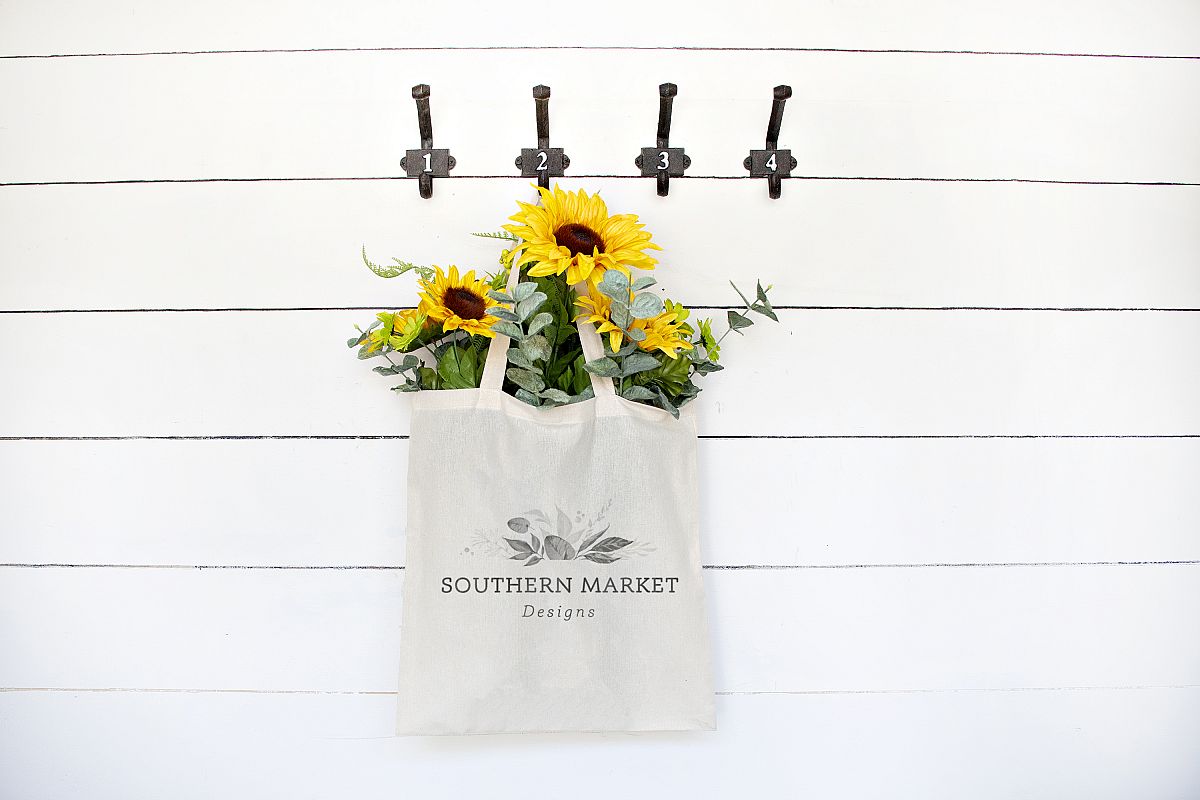 Sunflower Summer Styled Canvas Tote Mock Up Photo example image 1