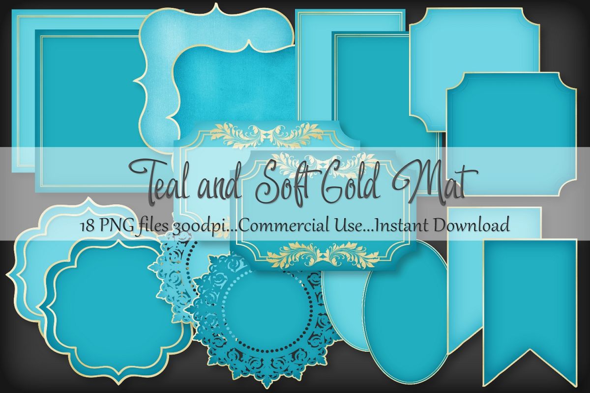 Teal and Soft Gold Mat Frame Doily example image 1