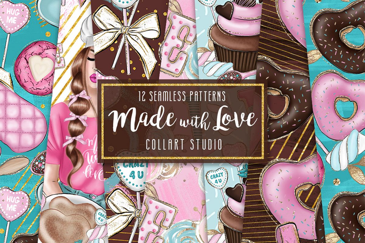 Valentine's Day Digital papers, Love seamless patterns example image 1
