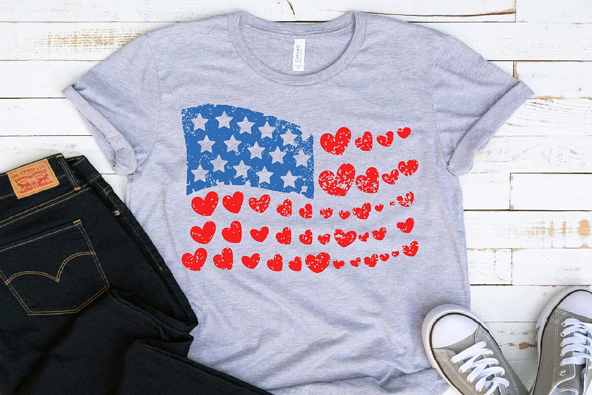 Heart Distressed Flag svg American flag 1415s example image 1