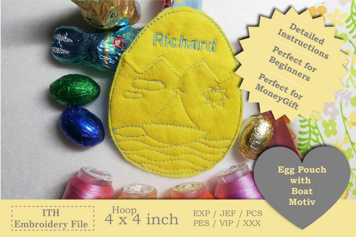 ITH - Egg Pouch with Sailboat Motive example image 1