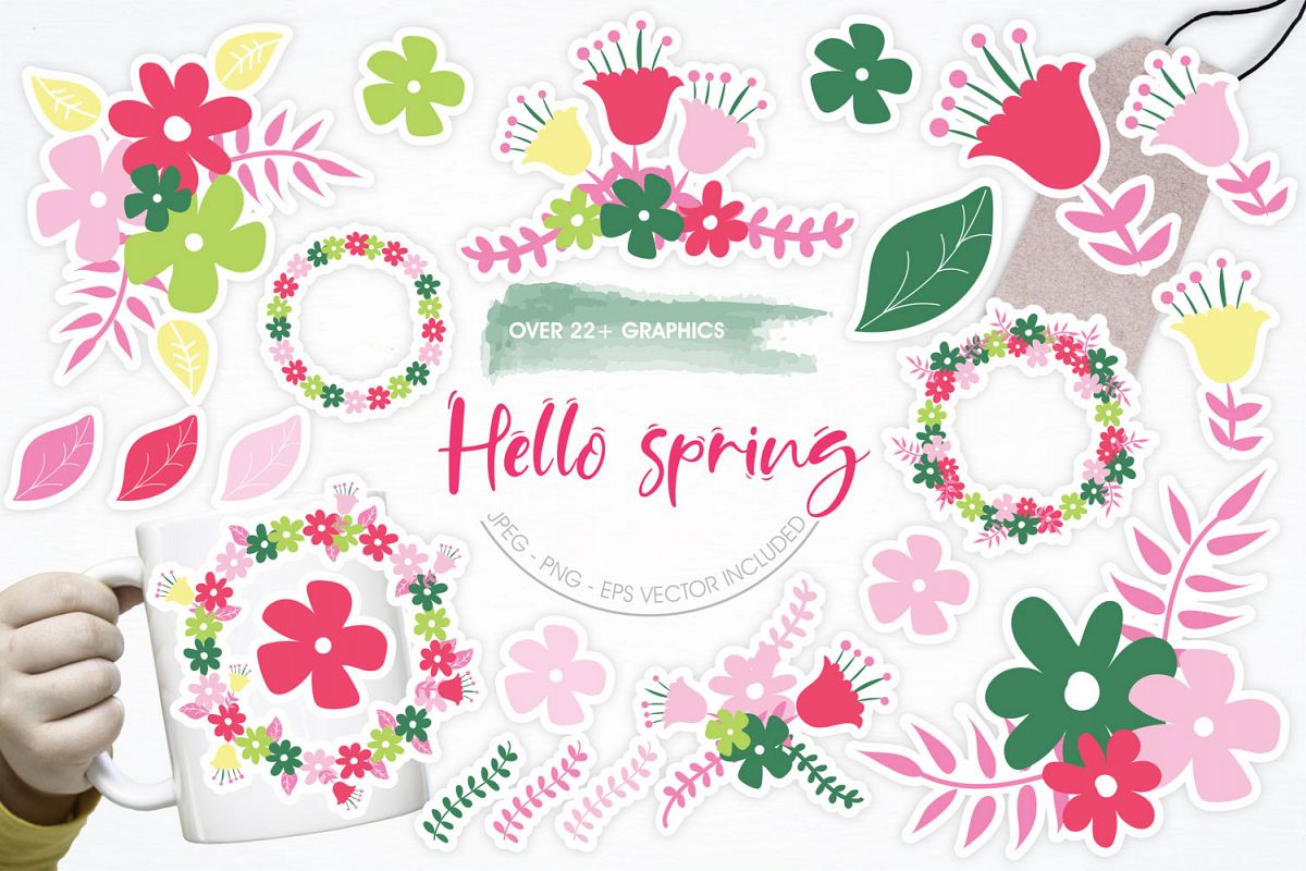 Hello Spring Cute Graphics example image 1