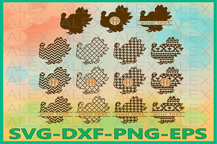 Turkey SVG, Turkey Split-Monogram svg, Turkey Monogram example image 1