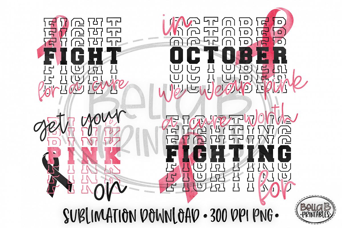 Breast Cancer Sublimation Bundle, Pink Ribbon Bundle example image 1