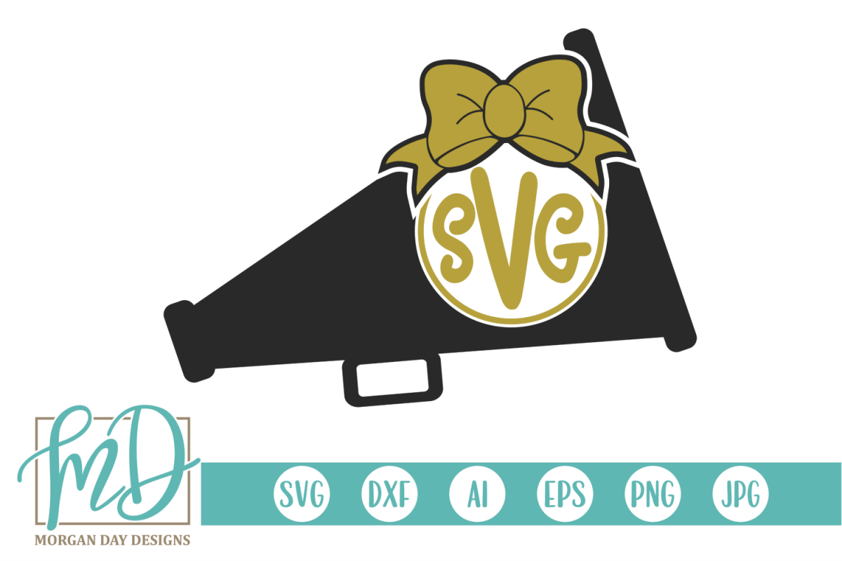 Cheer - Megaphone Monogram SVG, DXF, AI, EPS, PNG, JPEG example image 1