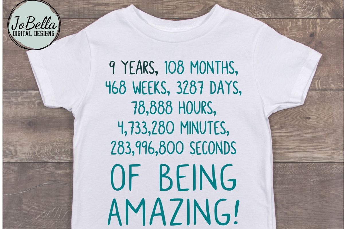 Ninth Birthday SVG - Kid's T-Shirt Design example image 1