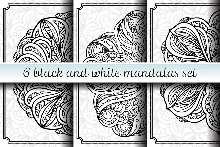 Black and white mandalas set example image 1