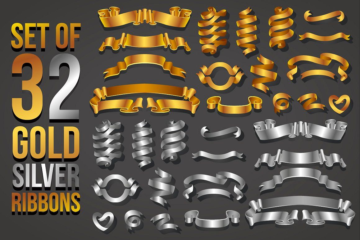 Gold and silver ribbons set example image 1