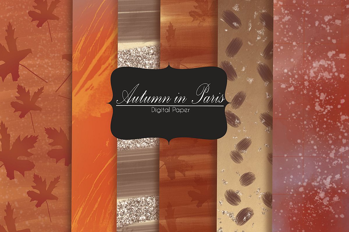 Autumn in Paris Autumn Digital Paper Pack Fall Digital Paper example image 1