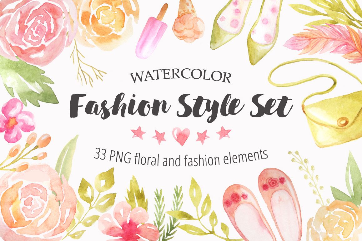 Watercolor Fashion Style Set example image 1