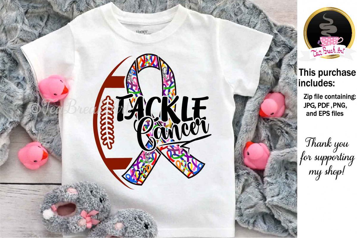 Tackle Cancer Multicolor Ribbon Cutting Files 1080 example image 1