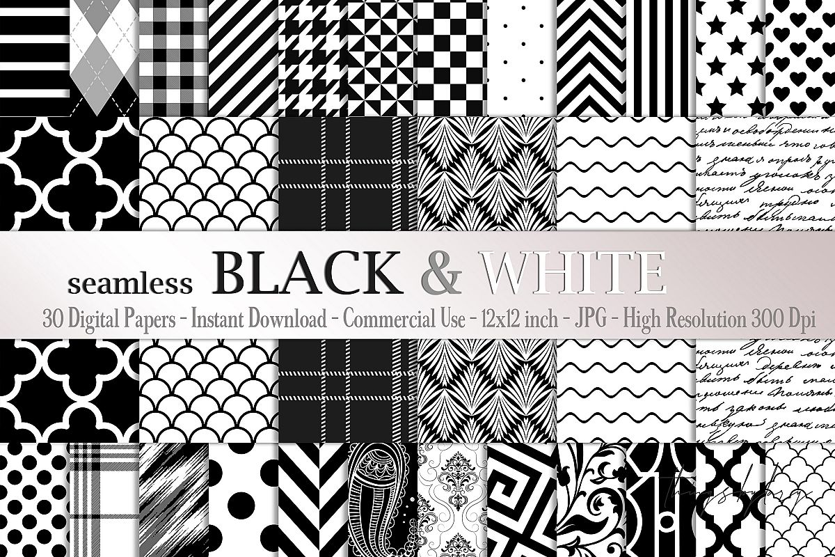 30 Seamless Black & White Basic Common Home Decor Patterns example image 1