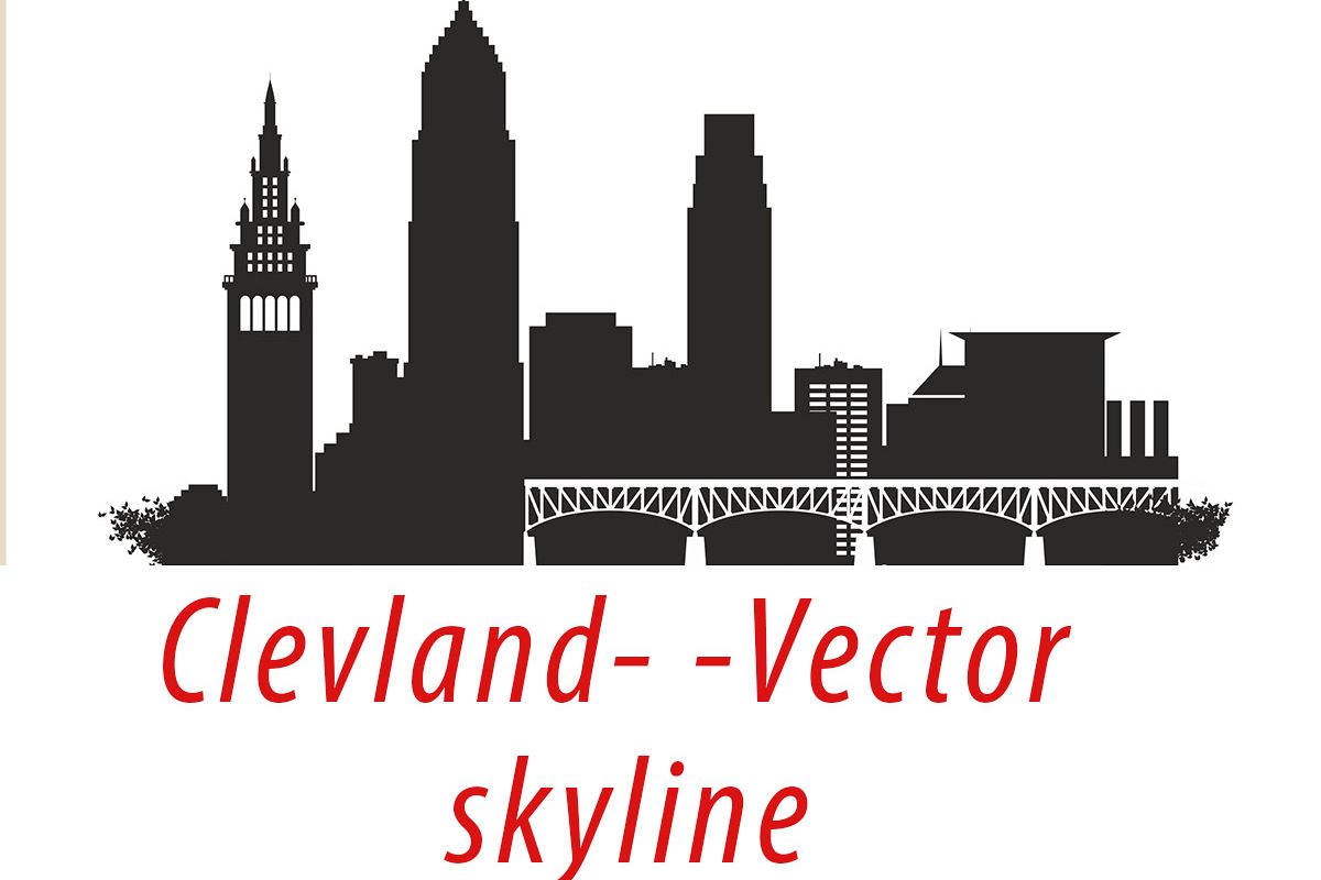 Cleveland Vector, Ohio Skyline USA city, SVG, JPG, PNG, DWG, CDR, EPS, AI example image 1