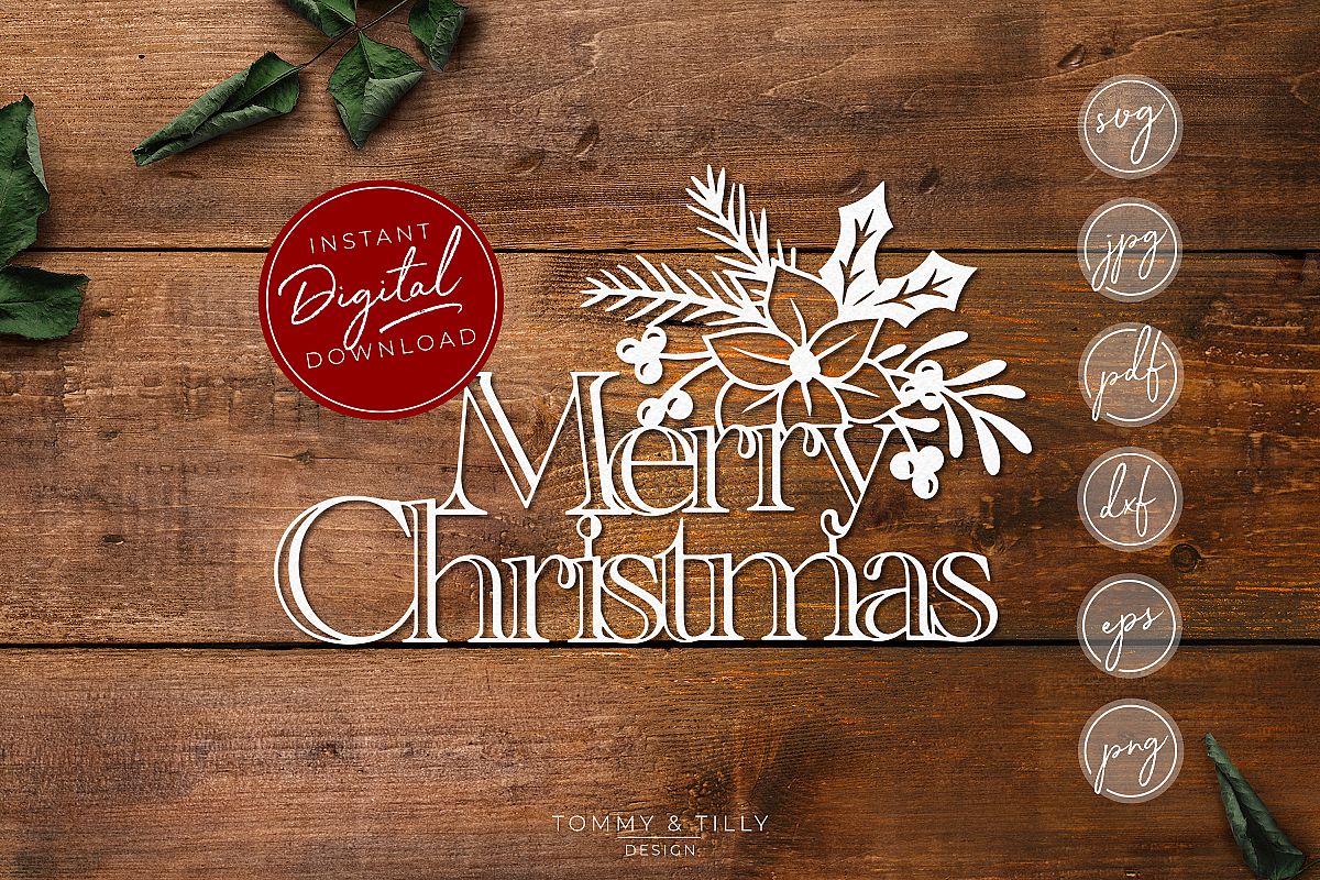 Merry Christmas - SVG EPS DXF PNG PDF JPG example image 1
