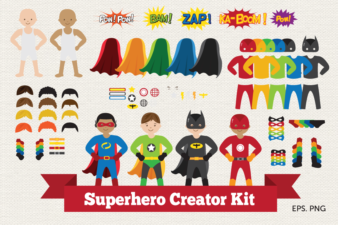 Superhero Creator Kit Clipart example image 1