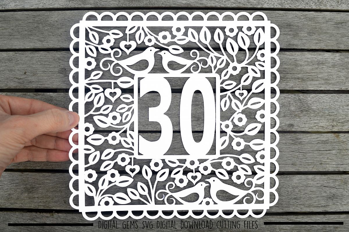 Number 30 paper cut SVG / DXF / EPS files example image 1
