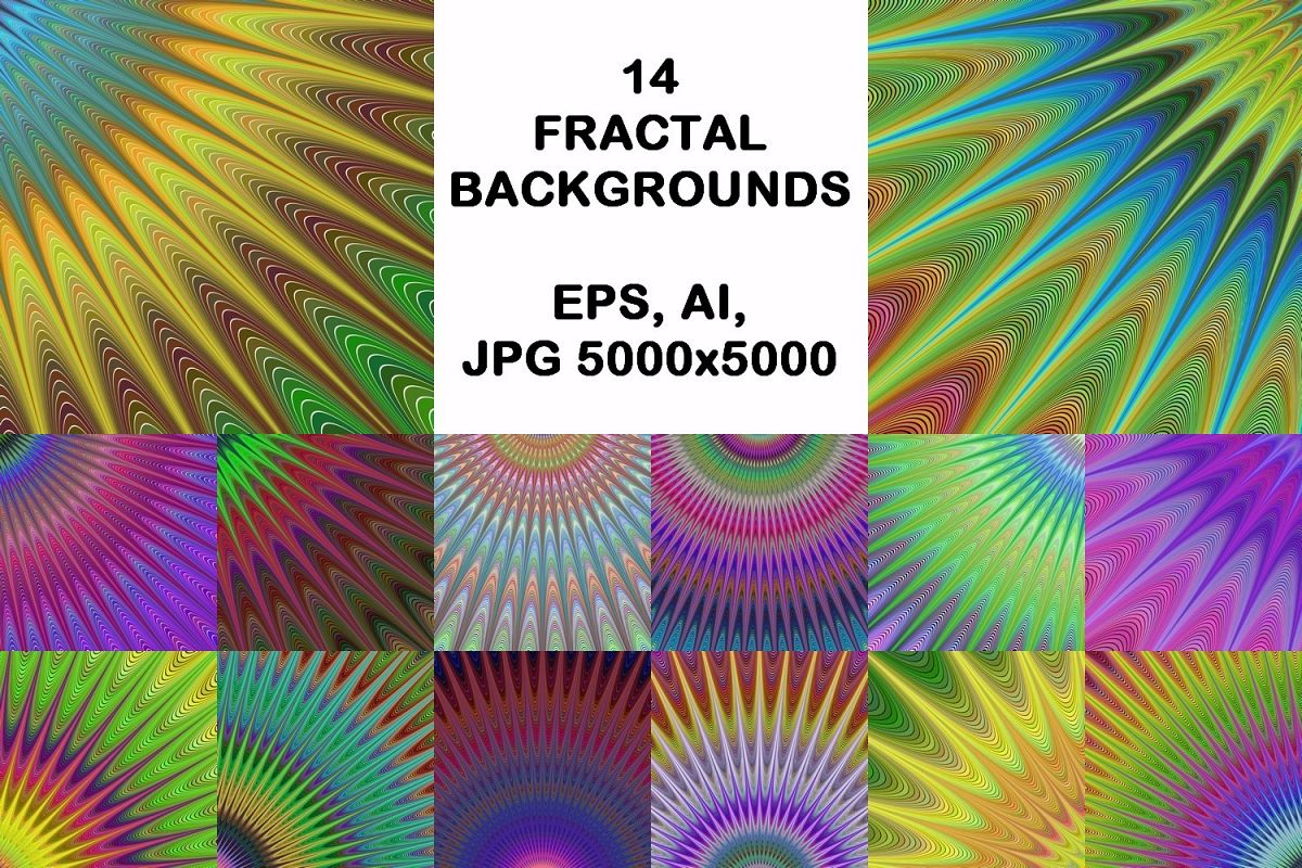 14 fractal design backgrounds (AI, EPS, JPG 5000x5000) example image 1