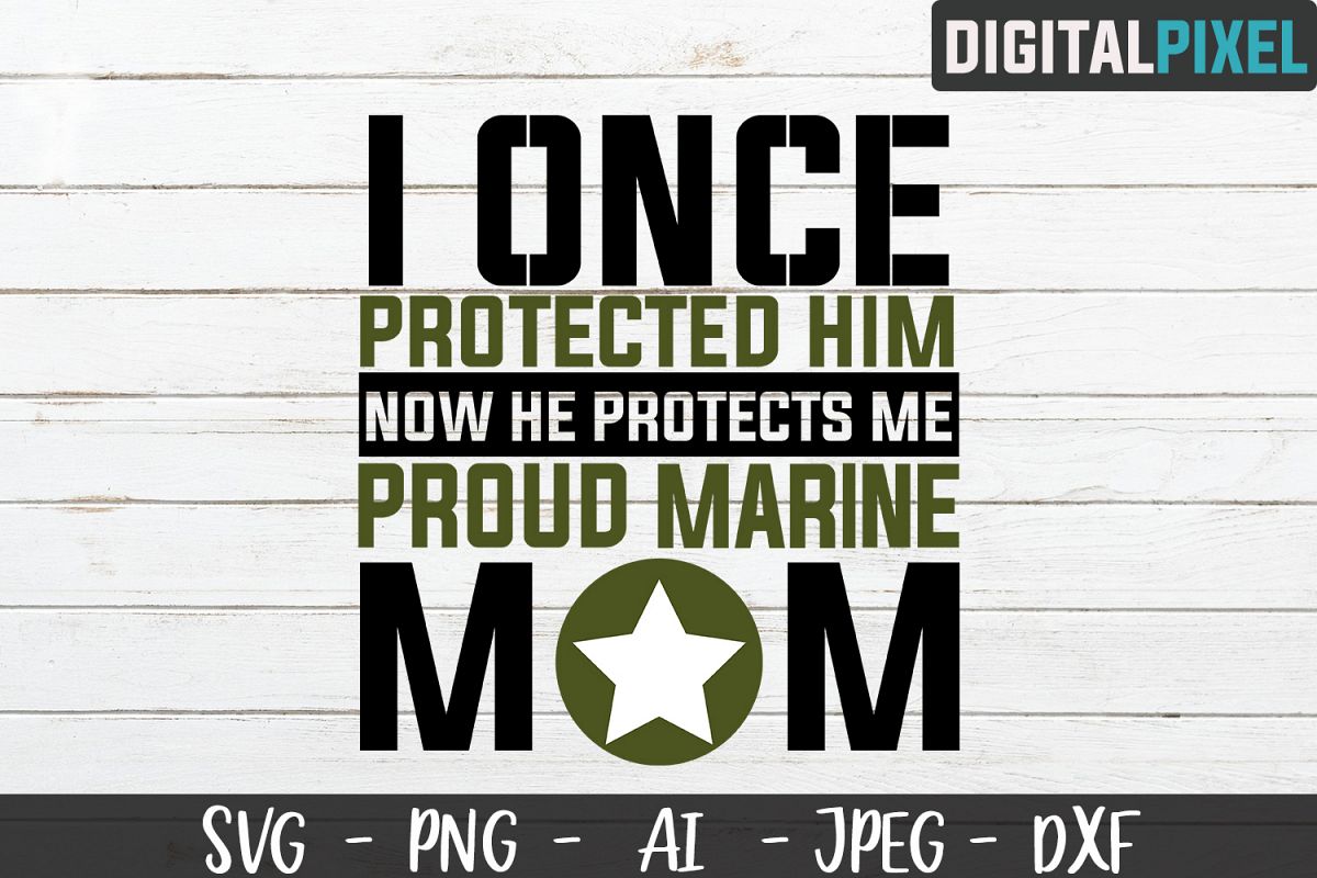 Proud Marine Mom SVG PNG DXF Circut Cut Crafters SVG example image 1