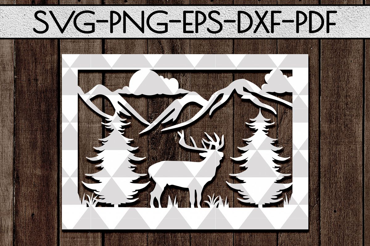 Wild Life Papercut Template, Woodland Adventure Scenery SVG example image 1