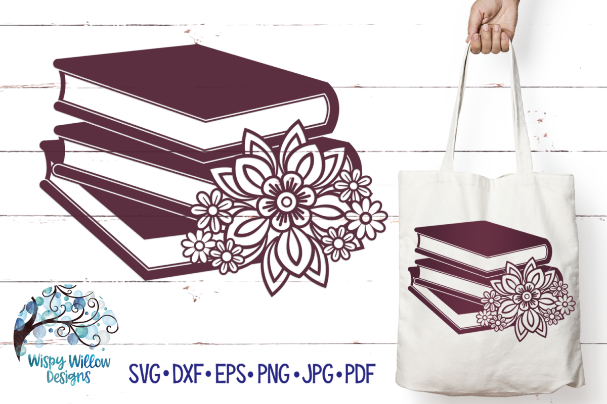 Floral Book Stack SVG | Books SVG Cut File