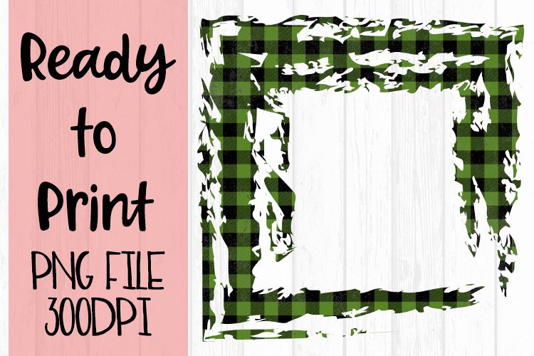 Olive Green Open Buffalo Plaid Frame Ready to Print example image 1