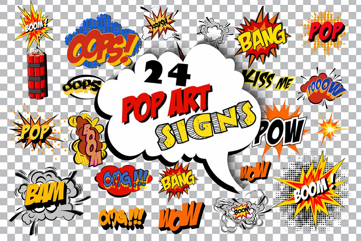 Comics Pop Art Signs Set Vol 1 18069 Illustrations Design
