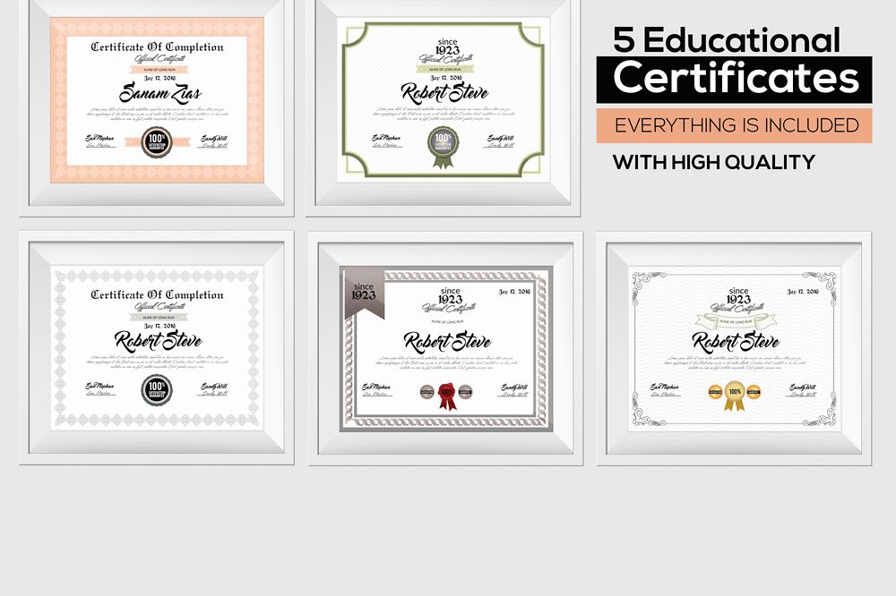 10 Educational Diplomas & Certificate Templates Bundle example image 1