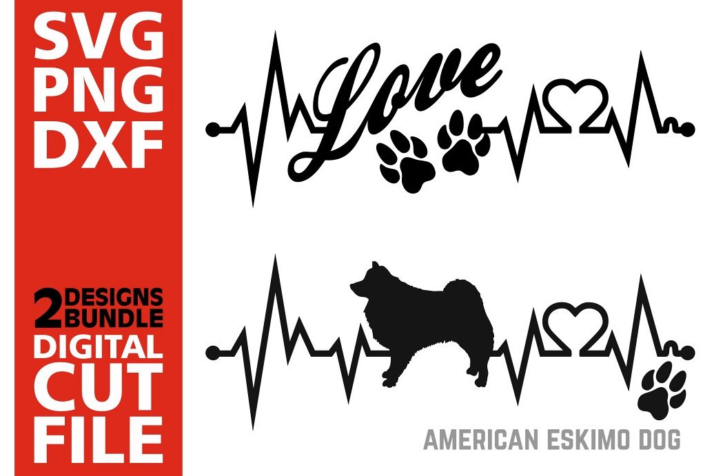 Download 2x American Eskimo Dog Bundle svg, Dog svg, EKG svg, Love