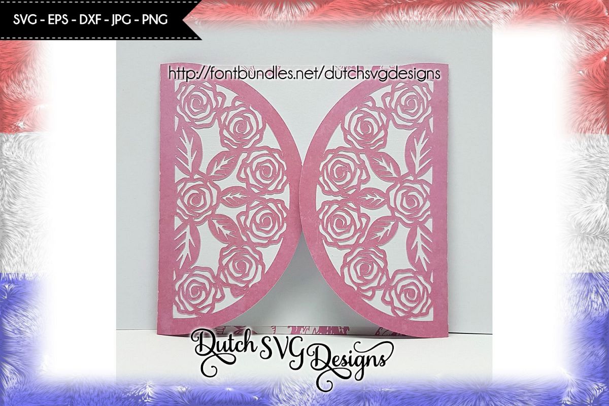 Blank card cutting file with roses, in Jpg Png SVG EPS DXF, cricut svg, silhouette cut file, card svg, rose card cutting file, rose card example image 1