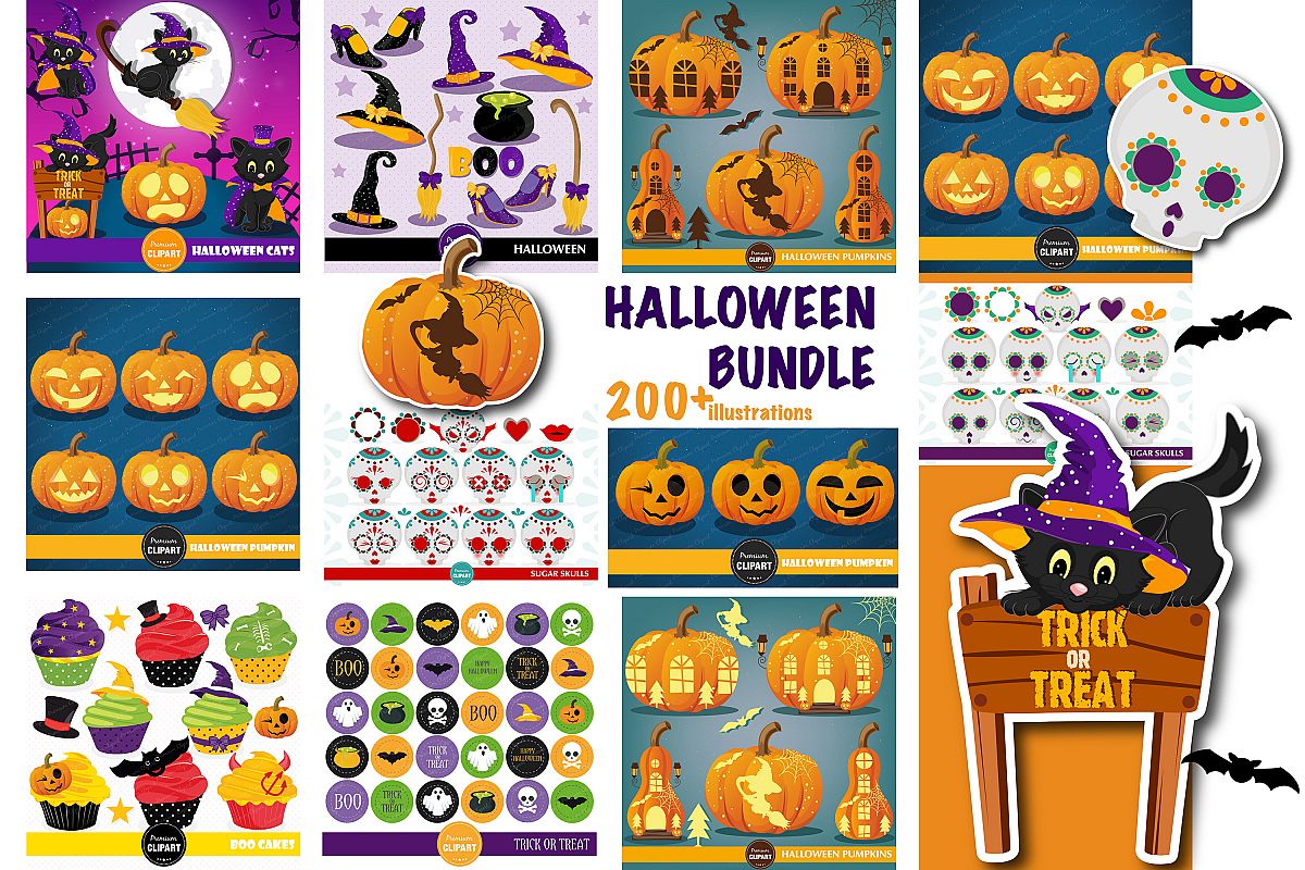 Halloween bundle, Halloween illustrations, Halloween pumpkin example image 1