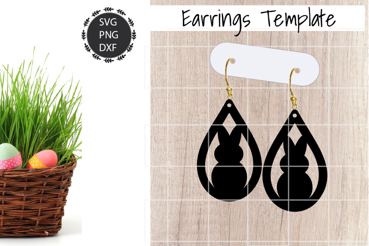 Easter Bunny Earrings Svg, Earrings Svg example image 1
