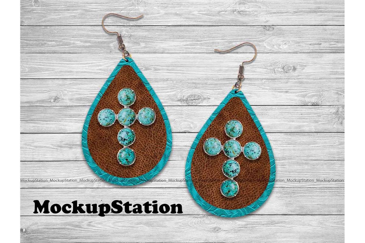 Christian Earring Sublimation Design, Turquoise Drop Earring